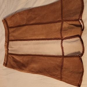 Genuine suede leather multi color skirt